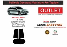 Pellicole Oscuranti Vetri Pre-Tagliata  Alfa Romeo 147 5p 06 Posteriore  5% E F