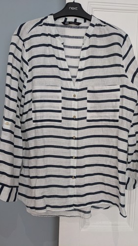 Camicia 100 lino righe con - lino, a