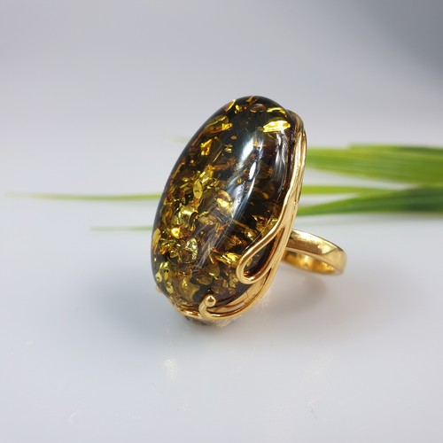 Anello ambra verde - in,