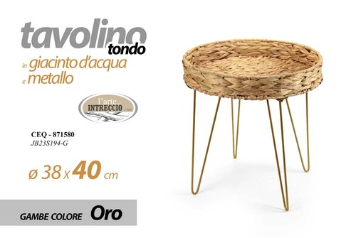 Tavolino tondo metallo oro - tavolino,