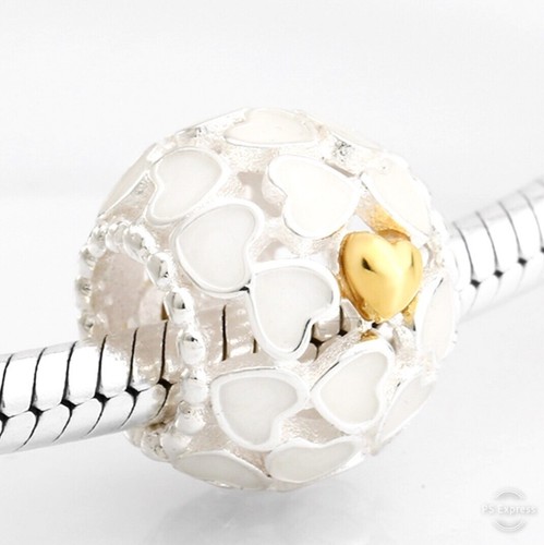 Charm cuori bianchi - cuori, oro