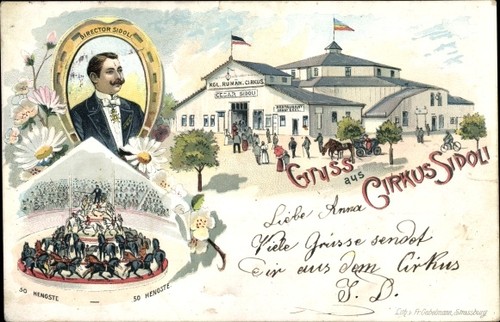 Litografia saluti dal circo - litografia,