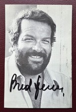 Bud Spencer firma autografata su cartolina con foto.