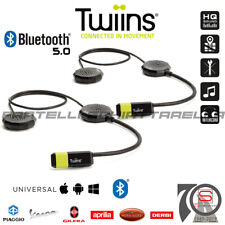 Kit Interfono Moto Auricolari Bluetooth Twiins HF3+HF2 Casco Pilota / Passegg...