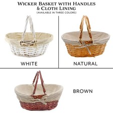 Cesto in vimini con manici e fodera in stoffa, Pasqua, picnic, regalo, scegli colore/quantità