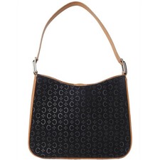Borsa a tracolla CELINE C Blason in camoscio nero grande vintage autentica