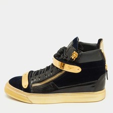 Sneakers alte Giuseppe Zanotti nere in velluto e vernice Coby taglia 40