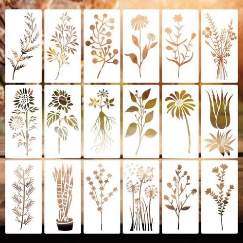 18pcs stencil pittura fiori - 18pcs,