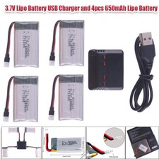 4x 650mAh 3.7V batteria lipo +