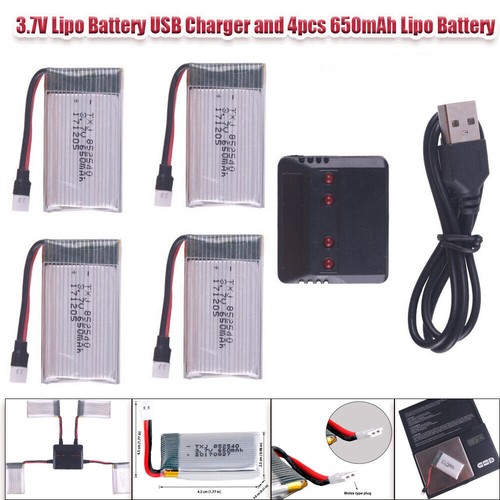 650mah batteria lipo - 4x, 3.7v