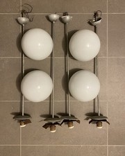 4 LAMPADARI vintage sfera diametro 18 cm in vetro opalino latte anni 50-60