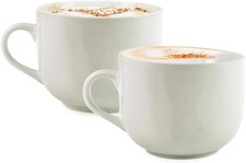 Set 2 Tazze Jumbo Da Cappuccino in Ceramica Bianche Grandi 450 Ml - Tazza Caffè,