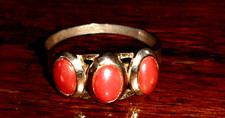 Anello Trilogy- Argento -corallo Cabochon-  Vintage