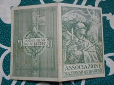 TESSERA ASSOCIAZIONE NAZIONALE COMBATTENTI 1939 - Sez. Carpenedolo   Brescia