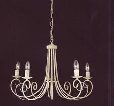LAMPADARIO CLASSICO SOSPENSIONE 5 LUCI IN FERRO BATTUTO STILE SHABBY CHIC 