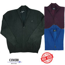 Giacca cardigan in lana con zip cerniera grigio uomo taglie forti 3xl 4xl 5xl 6x
