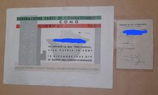 Attestato Donazione Fede Alla Patria , Fasci Combattimento Como , WW2 , Fascismo