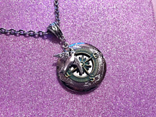 Collana donna Portafoto rotondo Rondine Bussola Rosa dei Venti argento acciaio