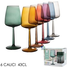 SET 6 PZ BICCHIERI CALICI JOLANGE' 43 CL VETRO COLORATO RAFFINATO ART. 82841