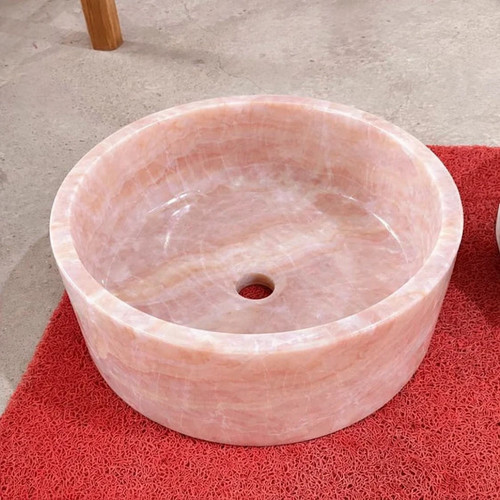 Luxury pink onyx vessel sink - vessel,