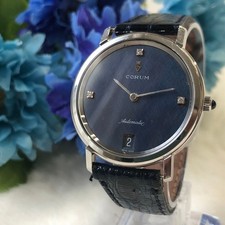 Orologio automatico CORUM quadrante blu 3P diamante data display tre lancette usato