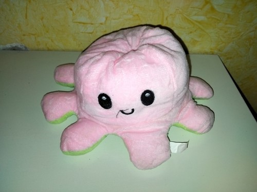 Peluche polpo reversibile rosa - peluche,
