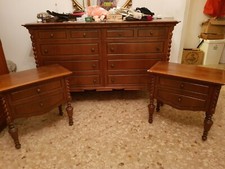 Como'/cassettone con specchio,due comodini per camera da letto in legno pregiato