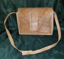 BORSETTA A TRACOLLA IN CUOIO STAMPATO LUCERTOLA FATTURA ARTIGIANALE ANNI '80
