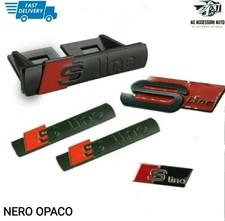 KIT 5 PZ STEMMA ADESIVO BADGE NERO PER AUDI S-LINE A1 A3 A4 A5 A6 Q3 Q5