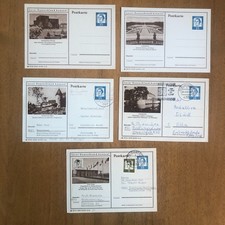 Bund: cartolina illustrata P 81 importanti tedeschi, 2 volte inutilizzate + 3 volte usate