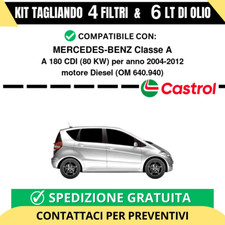 Tagliando per MERCEDES-BENZ Classe A A 180 CDI 80 kw - 6 Lt di Castrol + 4 Fi...