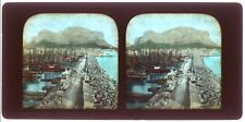 Italia Palermo Il Port Vela c1865 Foto Stereo Diorama Vintage Albumina
