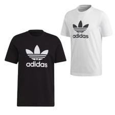 T-SHIRT UOMO DONNA ADIDAS TREFOIL LOGO MAGLIA BIANCA E NERA