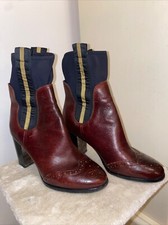 Barracuda Scarpe stivaletti Tacco Stivali Donna In Pelle Marrone Bordo EU 39,5