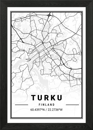 Turku light city map - city, framed