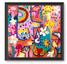 Quadro floreale cane gatto