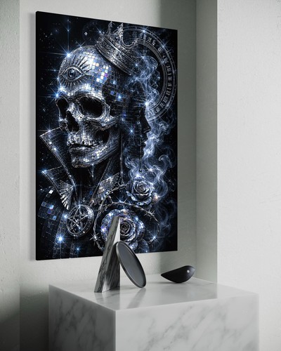 Quadro teschio tela astratto