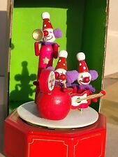 No tin toy (Wood) 1960 No Sevi-Italy CLOWNS MUSICAL BAND wind up CARILLON boxed.