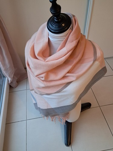 Echarpe étole plaid fond - , rose