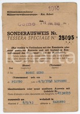 1945 RSI - COMO Sonderausweis - Tessera speciale di Gino Rossi da SARONNO