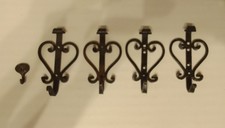 ?️ Ganci Da Parete In Ferro Battuto Intagliati A Mano 4 + 1 Ottone 