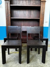 Set 5 Sedie in Legno Massello Scuro Design Moderno Minimal per Sala o Cucina