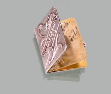 Medaglione Art Nouveau LIBRO ciondolo argento dorato fiore SOUVENIR MEMORY