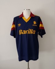 MATCH WORN Barilla Maglia Vintage Vs Monaco AS ROMA Adidas 91/92 Shirt TRIKOT 