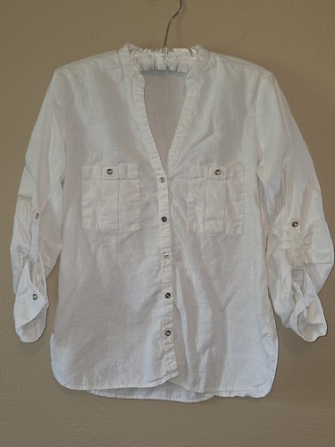 Camicia zara bianca misto lino - bianca,