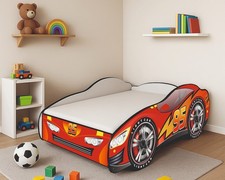 LETTO A FORMA DI MACCHINA 160x80 xm IN LEGNO CON DOGHE INCLUSE MATERASSO OMAGGIO