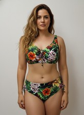 Bikini Donna Reggiseno Triangolo Stampa Tropicale Coppe Rimovibili Taglie Forti