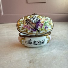 Vintage Limoges Trinket Box dipinto a mano Ltd. 281/300 porcellana violino musicale