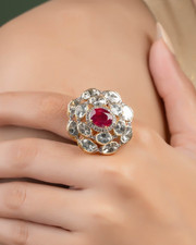 Rubino polki anello diamante - rubino,