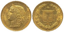 Moneta oro 20 franchi Svizzera